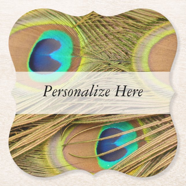 Peacock Feathers Paper Coaster (Front)