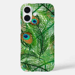 peacock feathers pattern iPhone 16 case