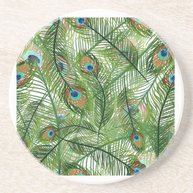 Peacock feathers pattern coaster (Front)
