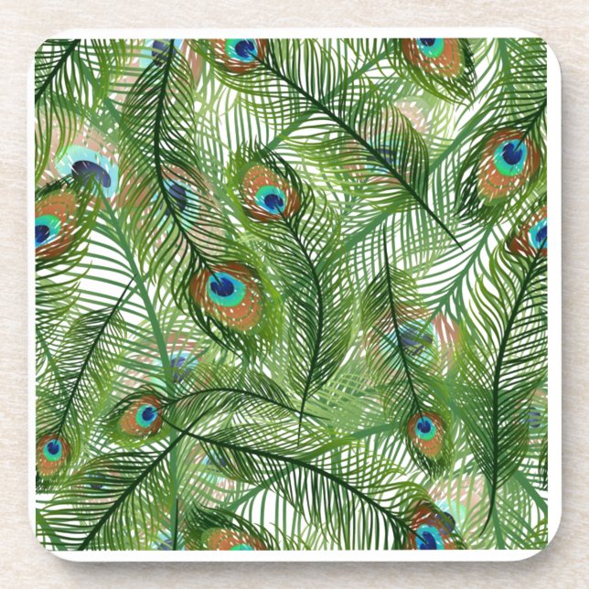 Peacock feathers pattern coaster (Front)