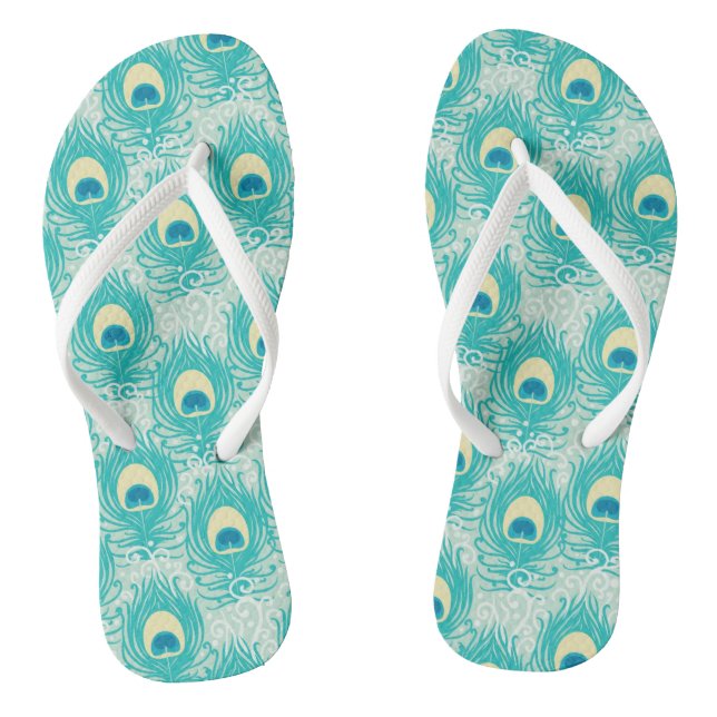 Peacock feathers pattern flip flops (Footbed)