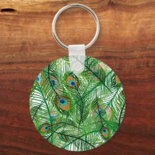 Peacock feathers pattern keychain