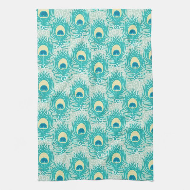 Peacock feathers pattern kitchen towel (Vertical)