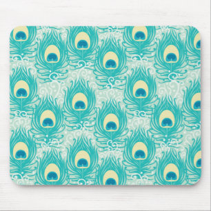 Peacock feathers pattern mouse pad