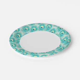 Peacock feathers pattern paper plate