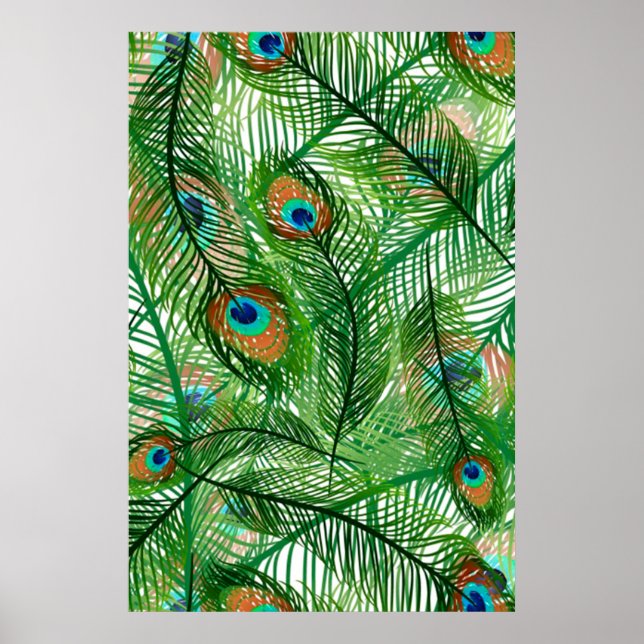peacock feathers pattern poster (Front)