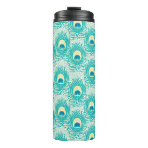 Peacock feathers pattern thermal tumbler