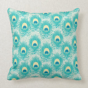 Peacock feathers pattern throw pillow