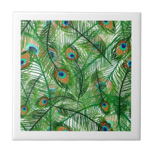 Peacock feathers pattern tile