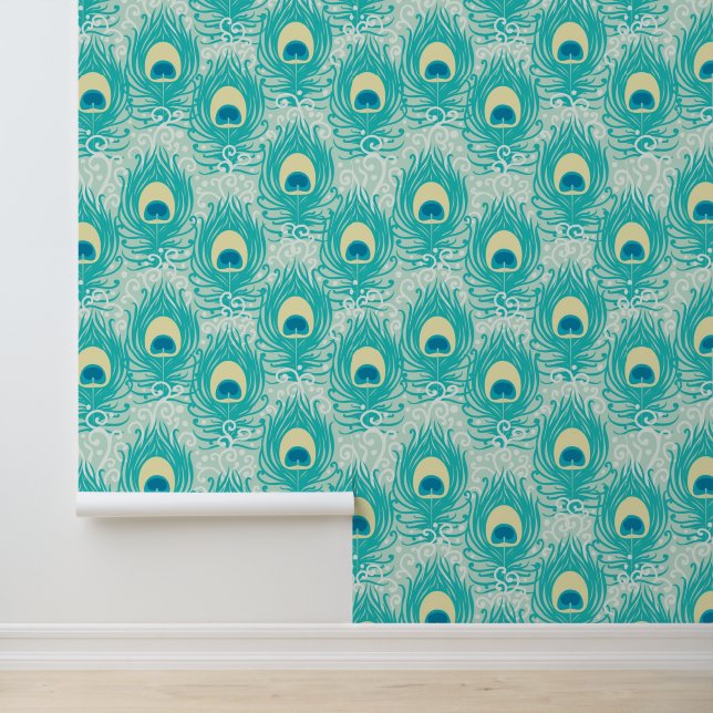 Peacock feathers pattern wallpaper (Application)