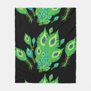 Peacock Feathers Peacock Birds Nature Fleece Blanket
