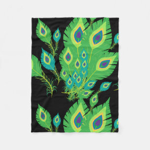 Peacock Feathers Peacock Birds Nature Fleece Blanket