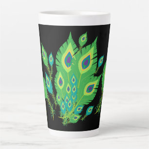 Peacock Feathers Peacock Birds Nature Latte Mug
