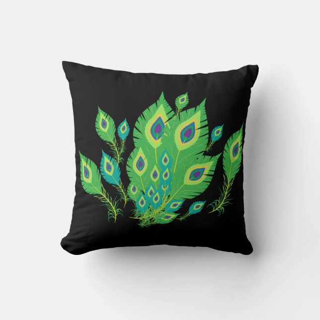 Peacock Feathers | Peacock Birds | Nature Throw Pillow (Front)