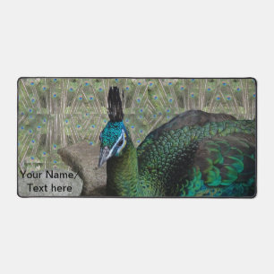 Peacock Feathers & Peacock Face Cust. Desk Mat