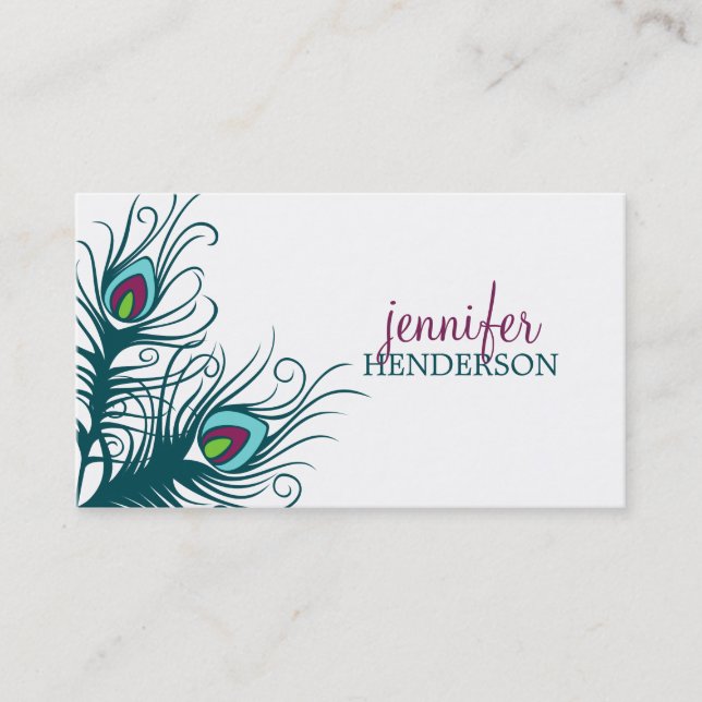 Peacock Feathers Personal Calling Card (Front)
