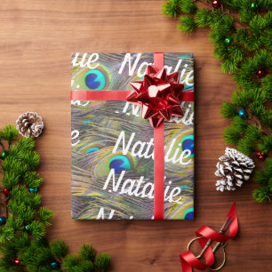 Peacock Feathers Personalized Gift Paper
