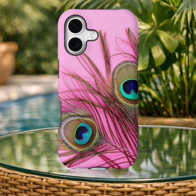 Peacock Feathers Pink iPhone Tough Coque-Mate Coqu (Créateur téléchargé)