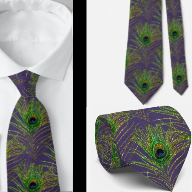 Peacock Feathers Purple Gold Necktie Neck (Creator Uploaded)