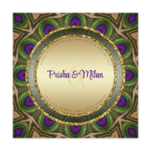 Peacock Feathers Purple Green Gold Indian Wedding