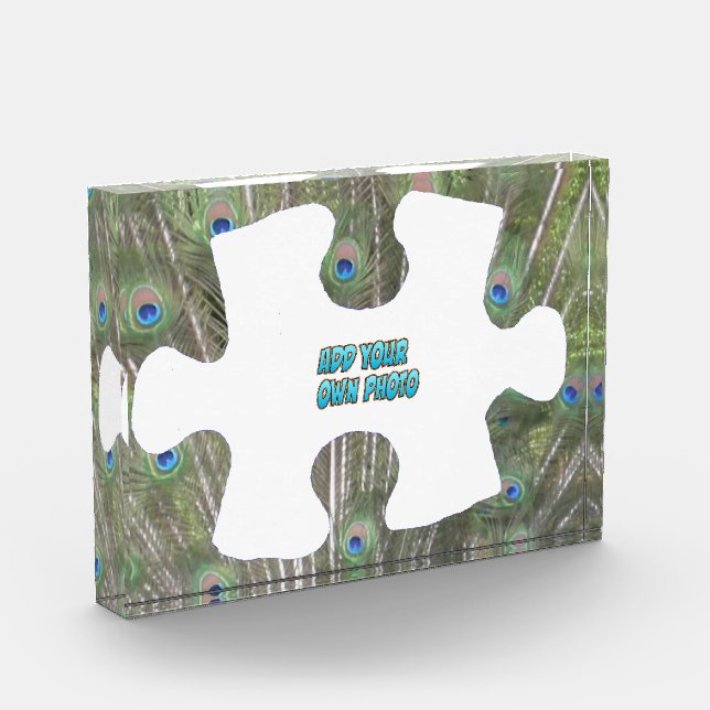 Peacock Feathers Puzzle Piece Cust. Bloc photo (Gauche)