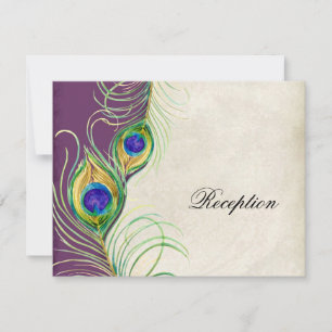 Peacock Feathers Reception Invitation Card