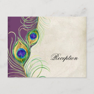 Peacock Feathers Reception Invitation Card