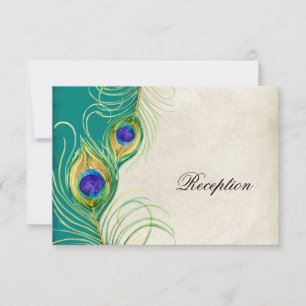 Peacock Feathers Reception Invitation Card