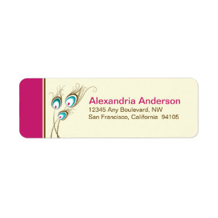 Peacock Feathers Return Address Labels (fuchsia)