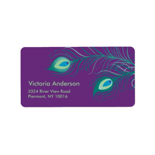 Peacock Feathers Return Address Labels. Label (Front)