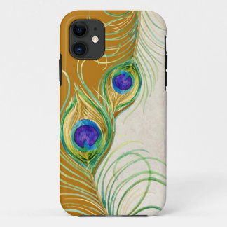 Peacock Feathers Royal Damask Personalized Names iPhone 11 Case