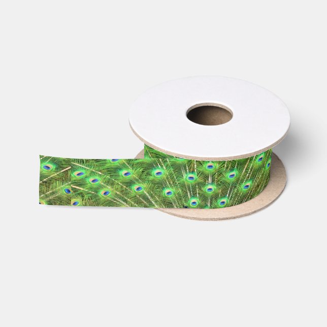 Peacock Feathers Satin Ribbon (Spool)
