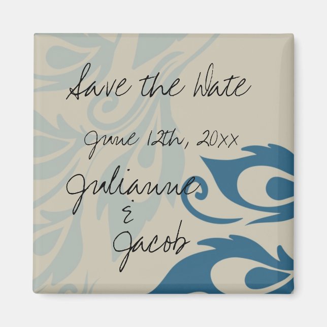 Peacock Feathers Save the Date Magnet (Front)