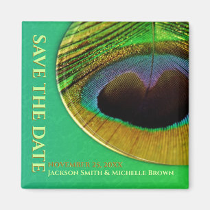 Peacock Feathers Save the Date Magnet