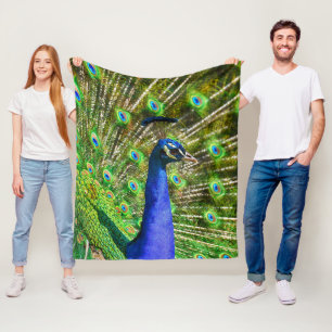 Peacock Feathers Soft Fleece Blanket
