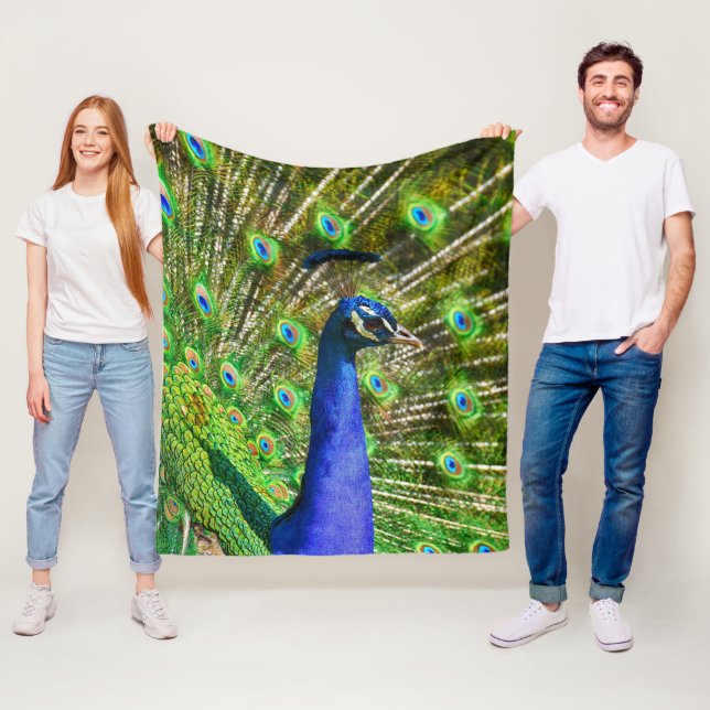 Peacock Feathers Soft Fleece Blanket (In Situ)