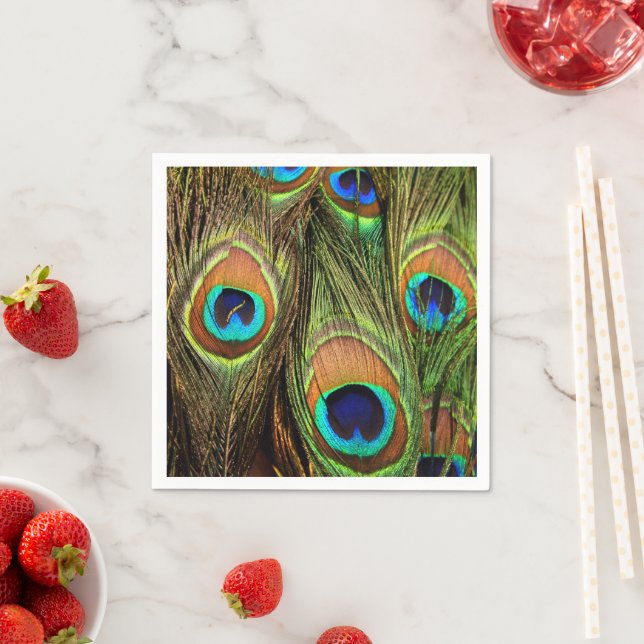 Peacock Feathers Standard Paper Napkins (Insitu)