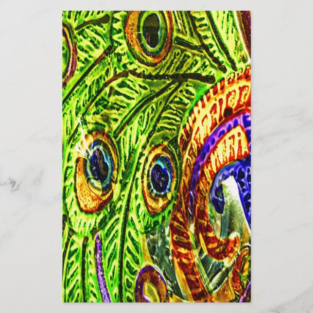 Peacock Feathers Stationery (Front)