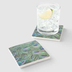 Peacock Feathers Stone Coaster