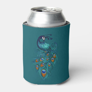 Peacock Feathers Teal Peacocks Can Cooler
