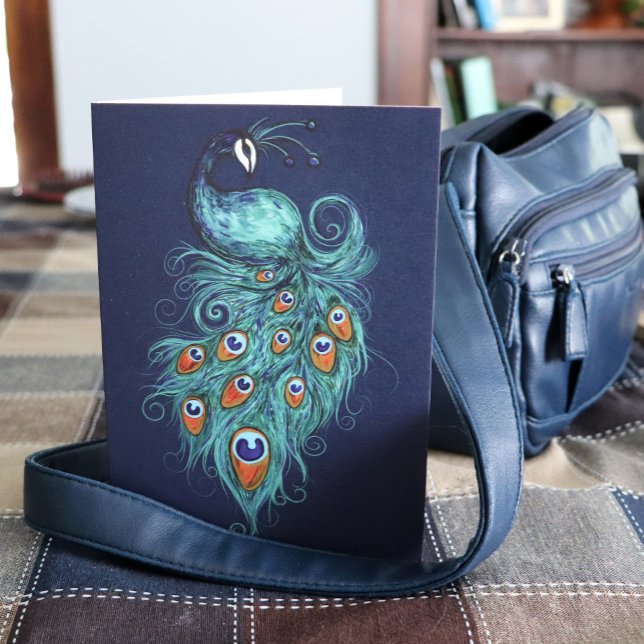 Peacock Feathers Teal Peacocks                     Card (Creator Uploaded)