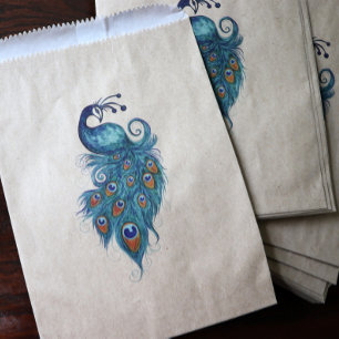 Peacock Feathers Teal Peacocks Favour Bag