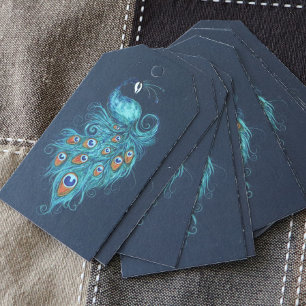 Peacock Feathers Teal Peacocks Gift Tags