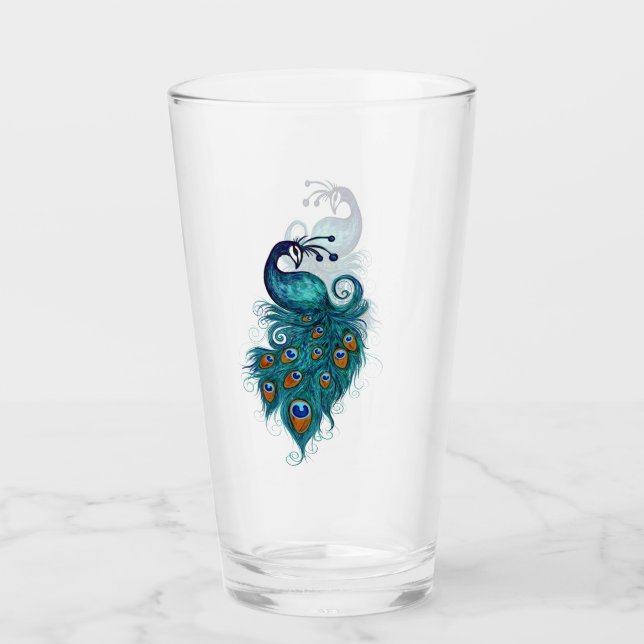 Peacock Feathers Teal Peacocks   Glass (Front)
