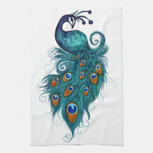 Peacock Feathers Teal Peacocks                     Kitchen Towel
