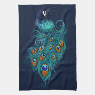 Peacock Feathers Teal Peacocks Kitchen Towel