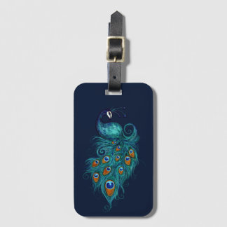 Peacock Feathers Teal Peacocks                     Luggage Tag