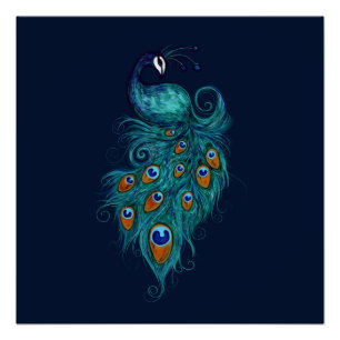 Peacock Feathers Teal Peacocks Poster