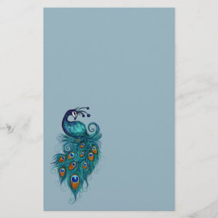 Peacock Feathers Teal Peacocks       Stationery