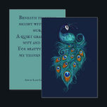 Peacock Feathers Teal Peacocks                     Thank You Card<br><div class="desc">A flash of teal, a regal sight The peacock struts with all its might Its feathers shimmer in the light A true spectacle, a stunning sight Turquoise hues, so bright and bold A feast for eyes, a joy to behold The peafowl's feather, a treasure to hold A symbol of beauty,...</div>
